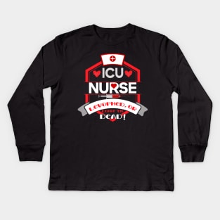 ICU Funny Nurse Christmas Pun Quote Hilarious Joke Idea Kids Long Sleeve T-Shirt